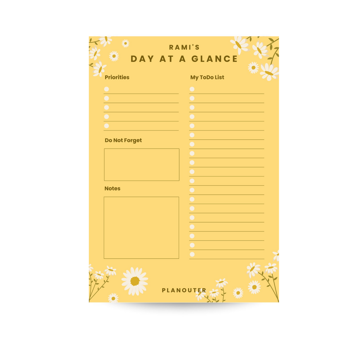 Daily Notepad - Daisy Yellow