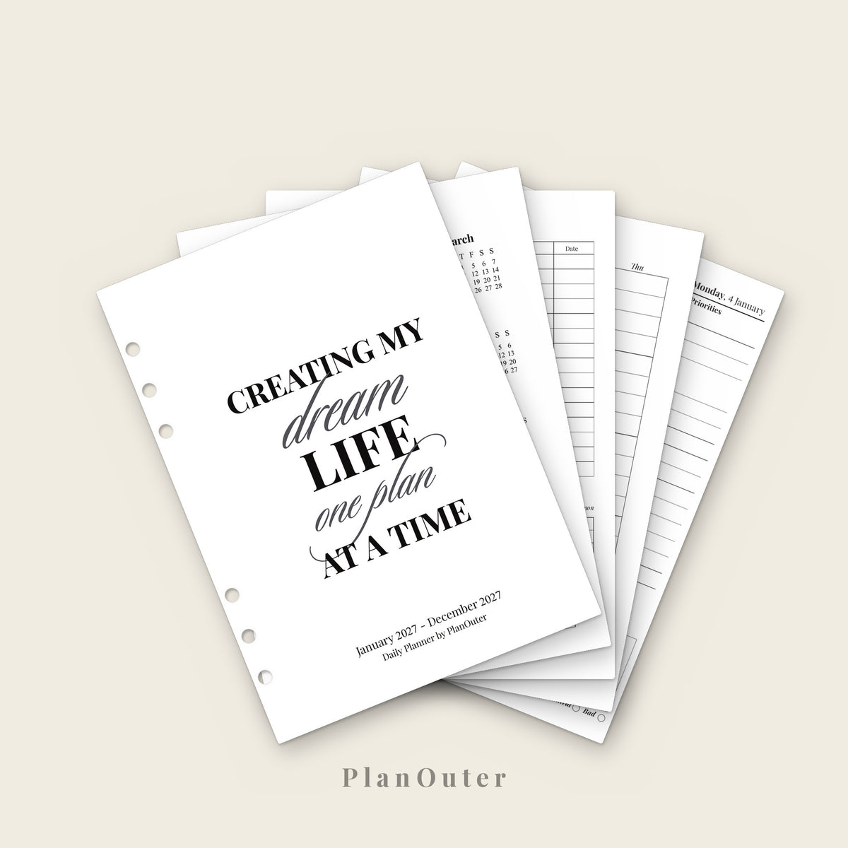 Daily Planner 2027 Insert