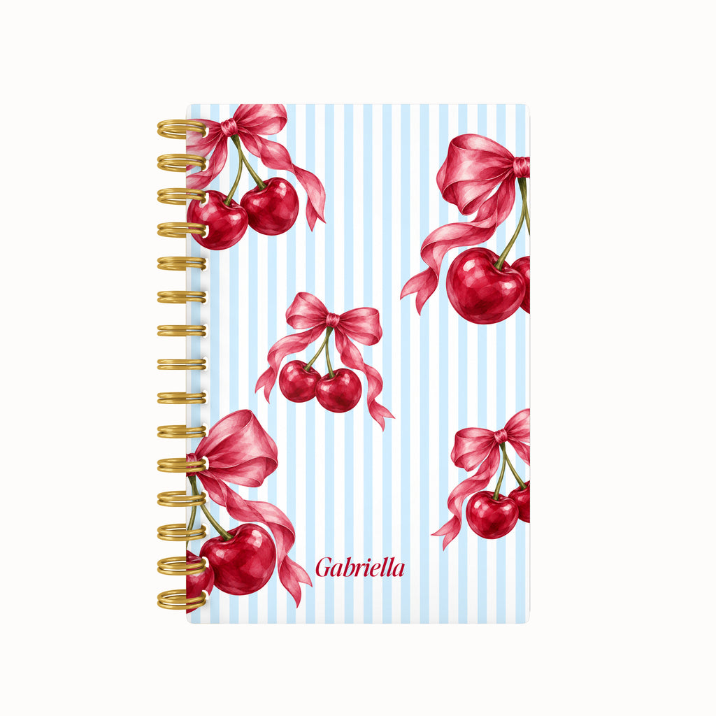 Cherries Stripes Lined Notebook