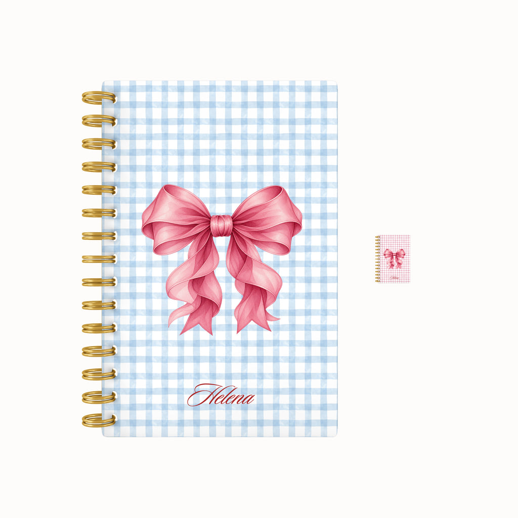 Pink bow checkered weekly planner