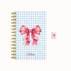Pink bow checkered weekly planner