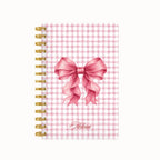 Pink bow checkered weekly planner