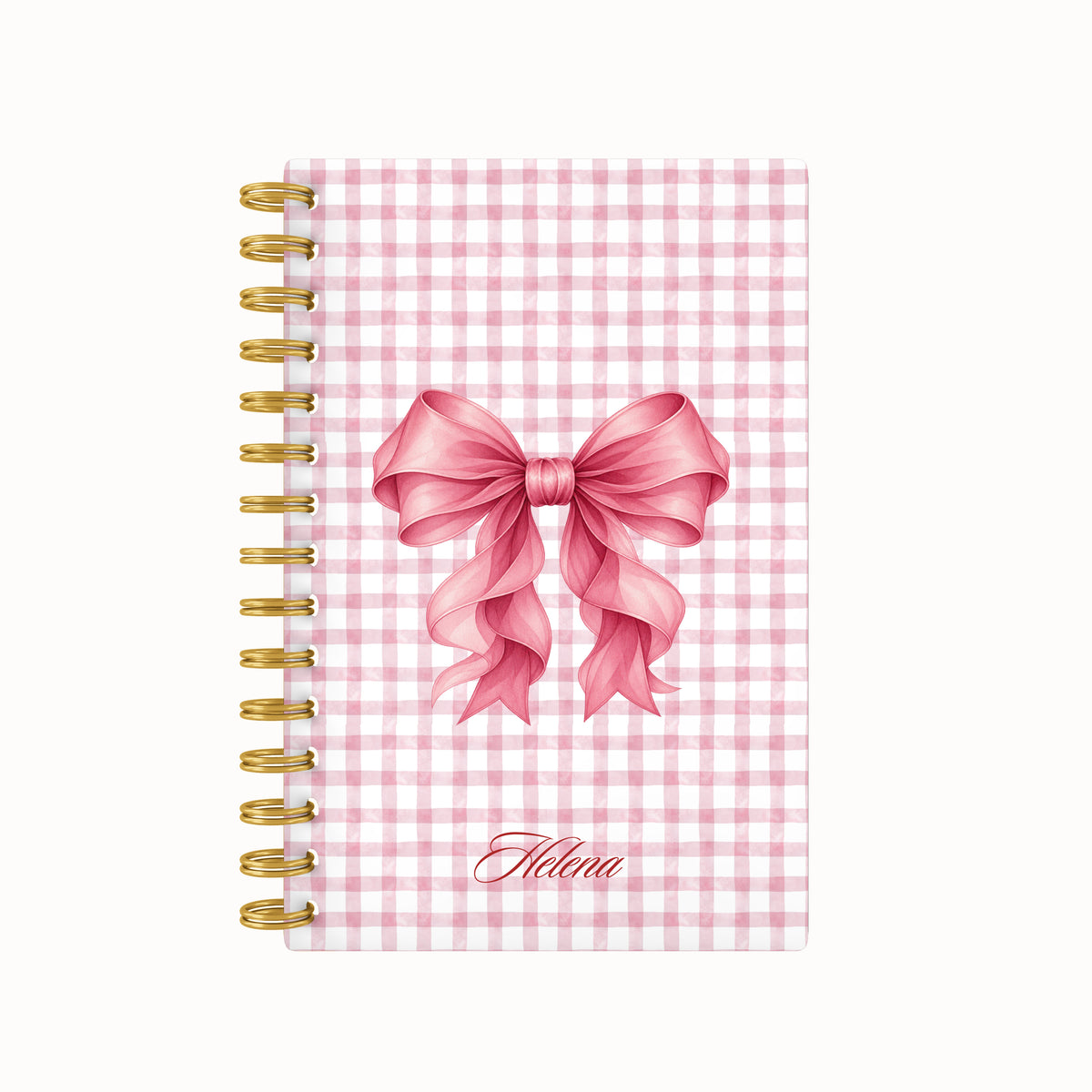 Pink bow checkered weekly planner