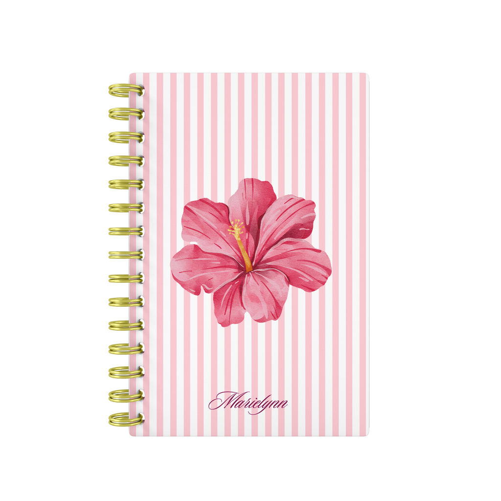 Pink Flower Stripes Lined Notebook