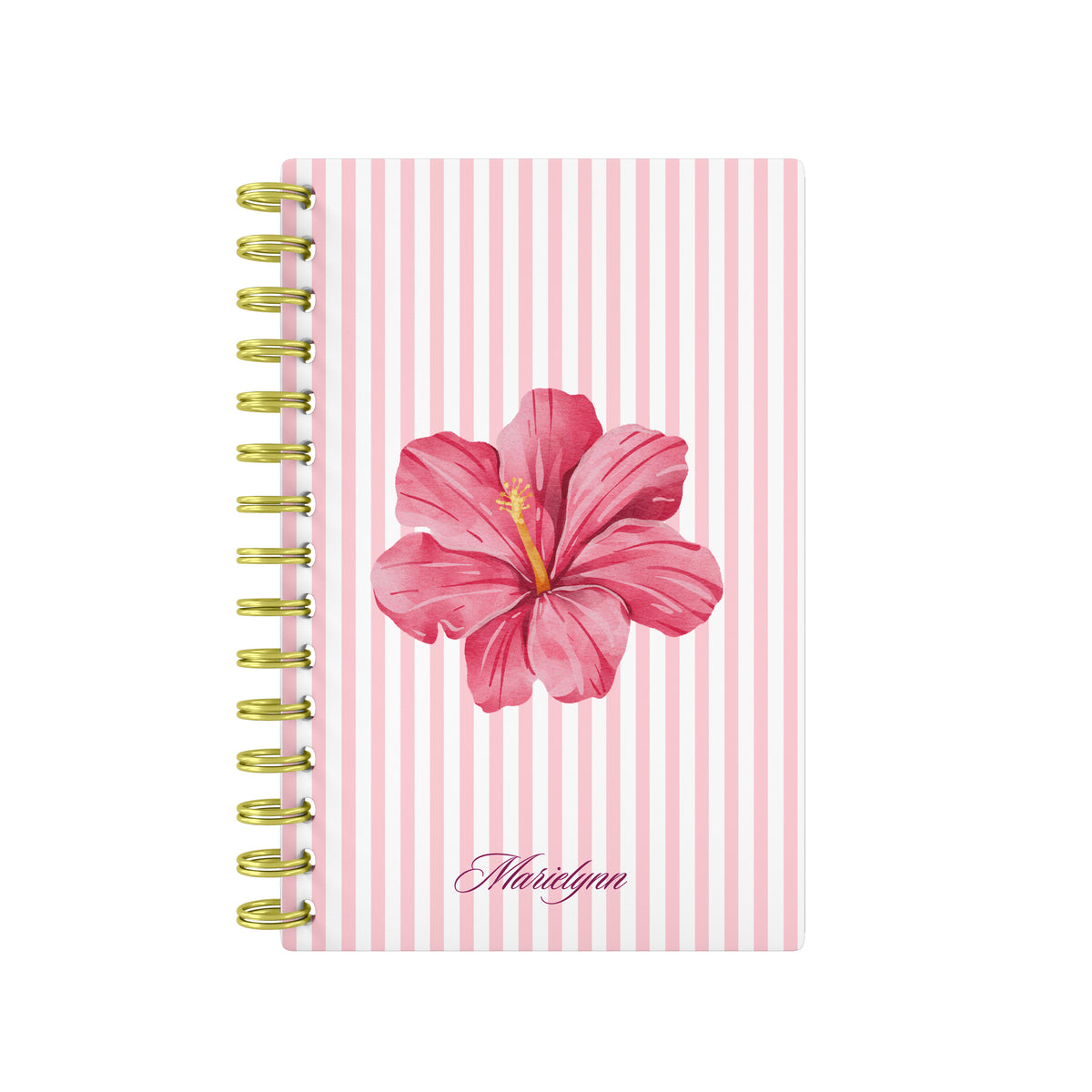 Pink Flower Stripes Lined Notebook