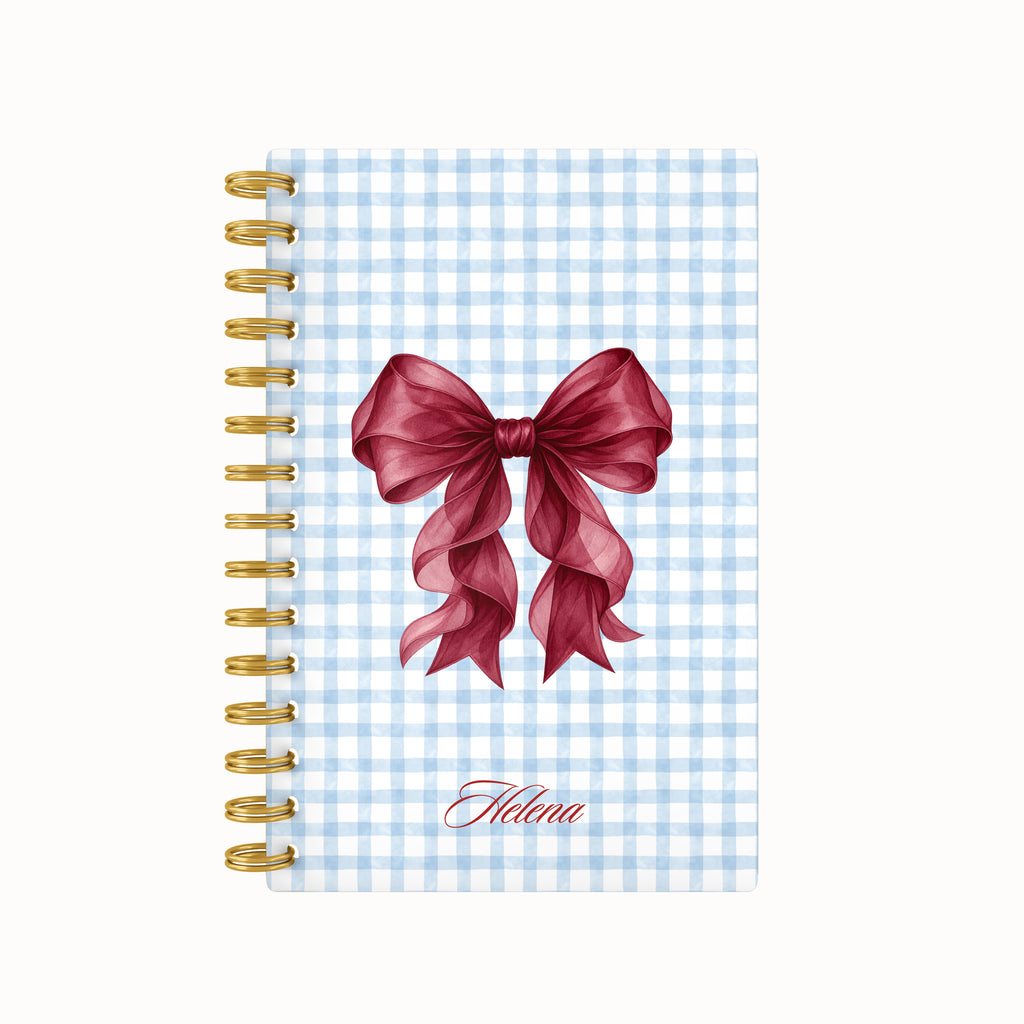 Red bow checkered weekly planner