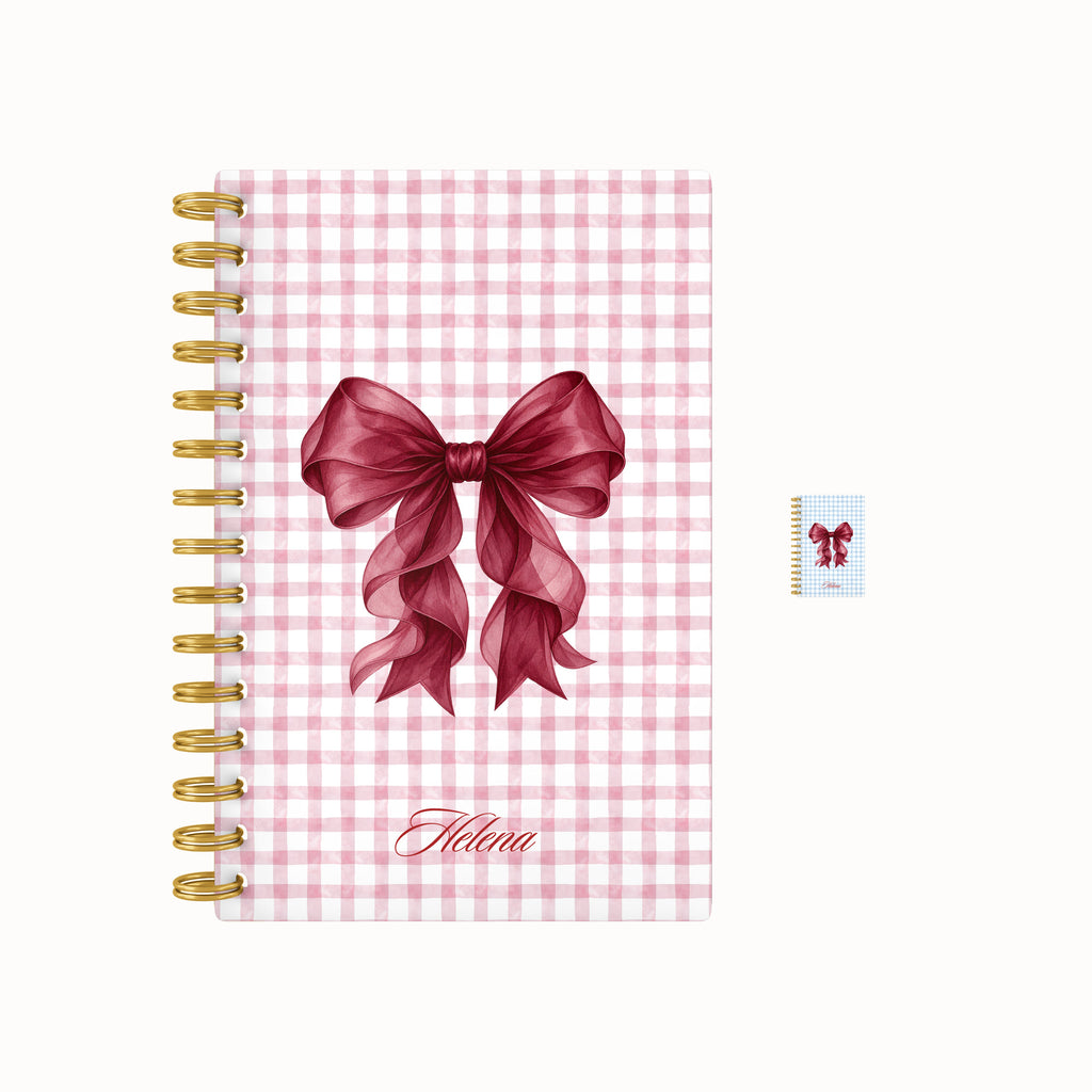 Red bow checkered weekly planner