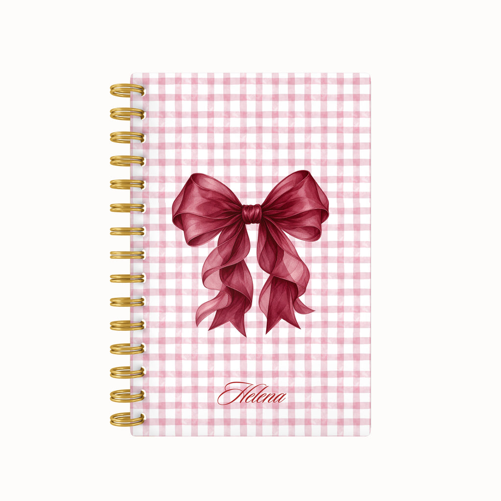 Red bow checkered weekly planner