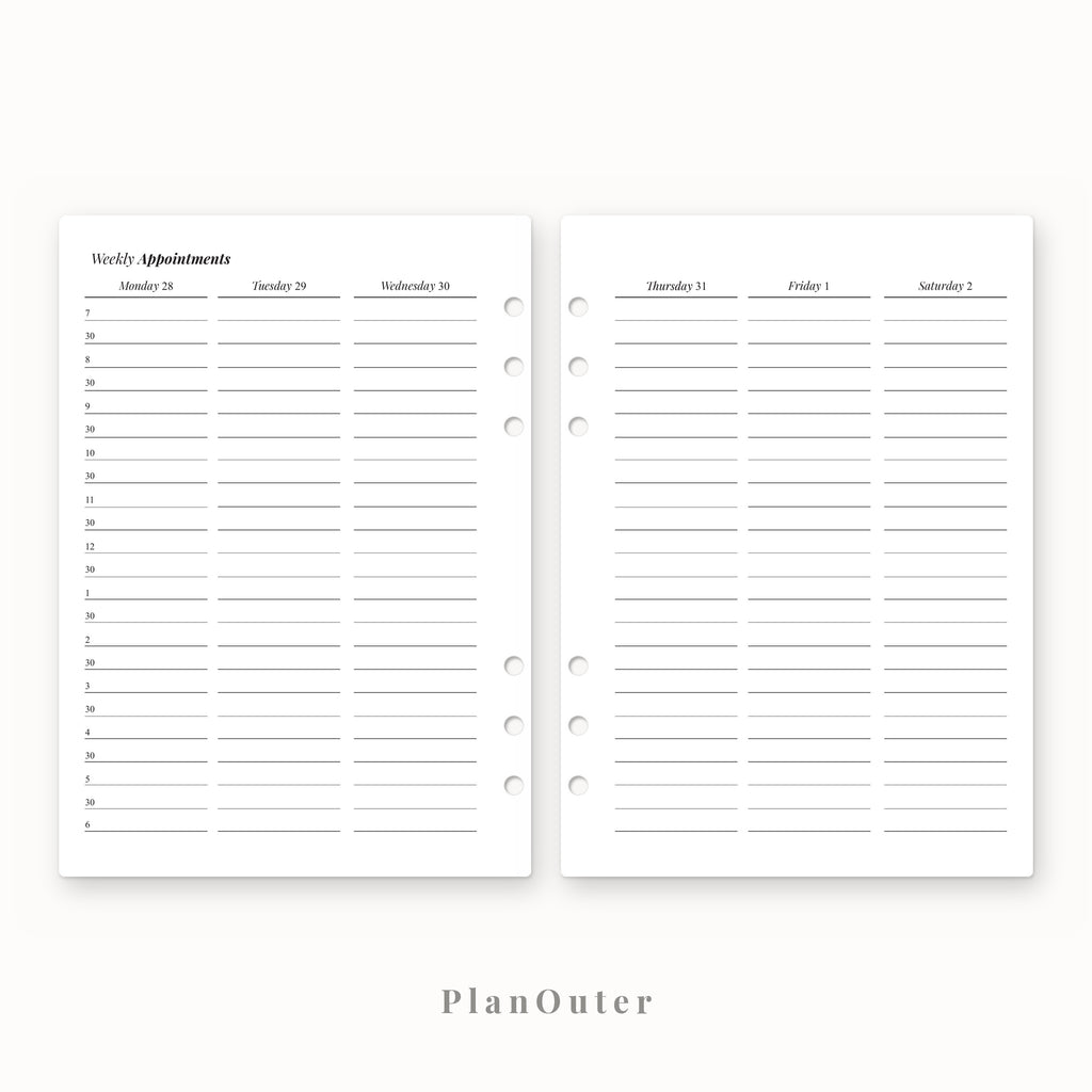 Weekly Appointments 2027 Insert