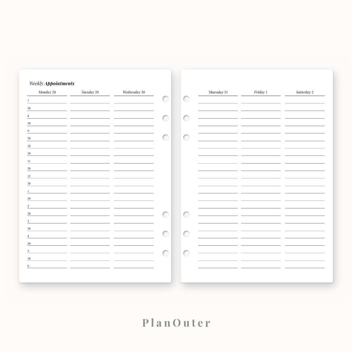 Weekly Appointments 2027 Insert