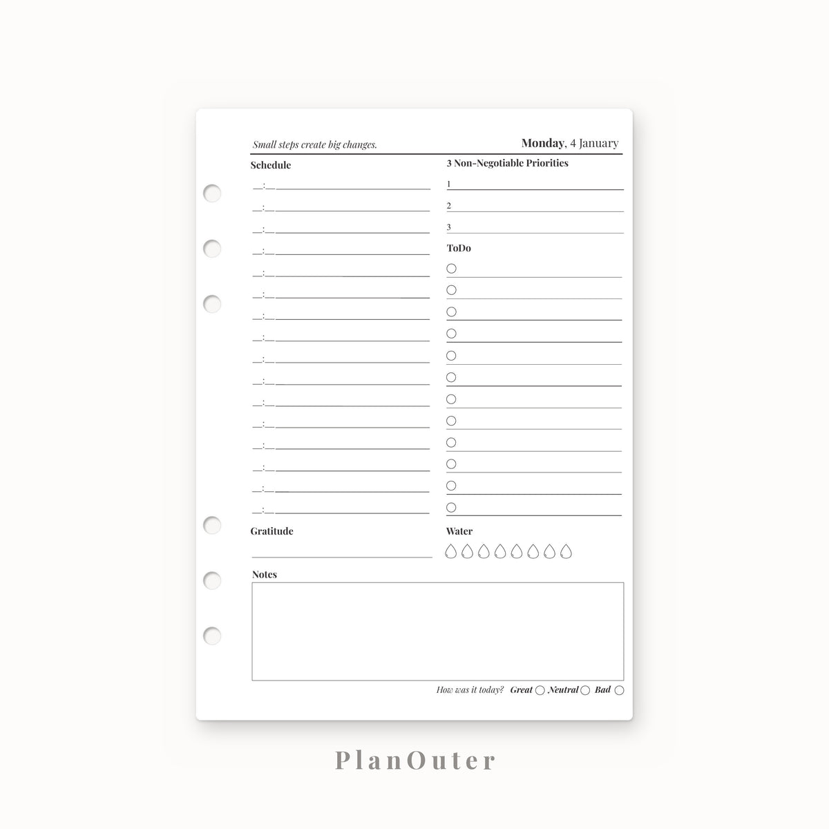 Daily Planner 2027 Insert