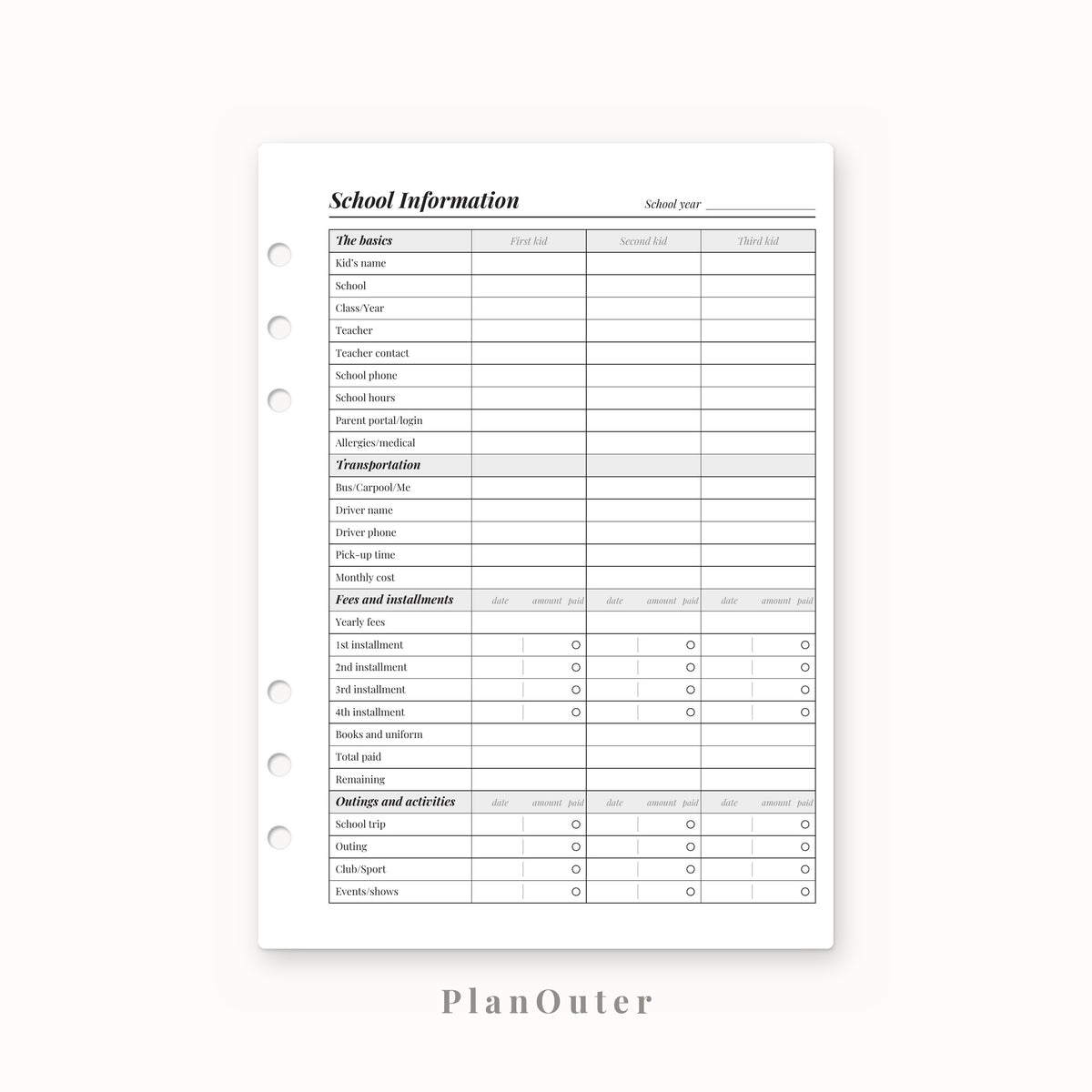 Mom Planner 2027 Insert