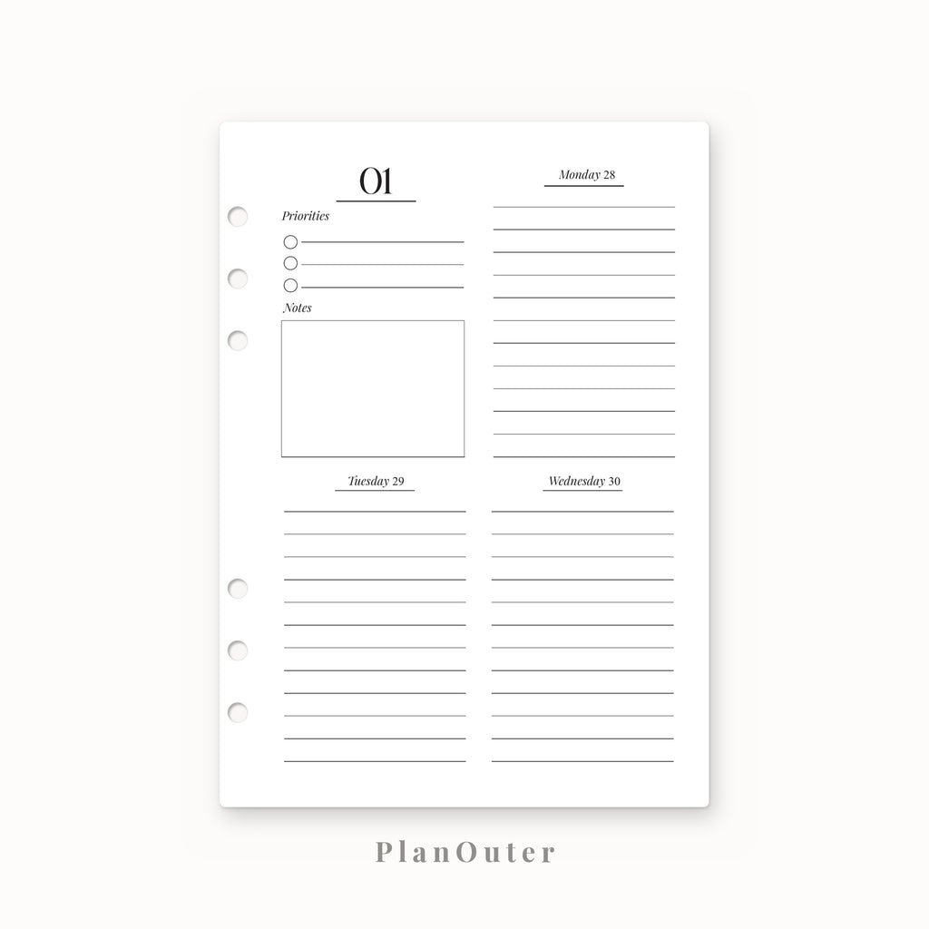 Weekly Planner 2027 Insert