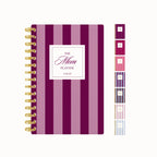 The Mom Planner in plum stripes with color options