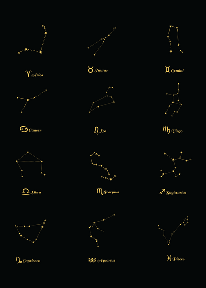 Gold Foil Constellation Zodiac Sign 2025 Daily Planner