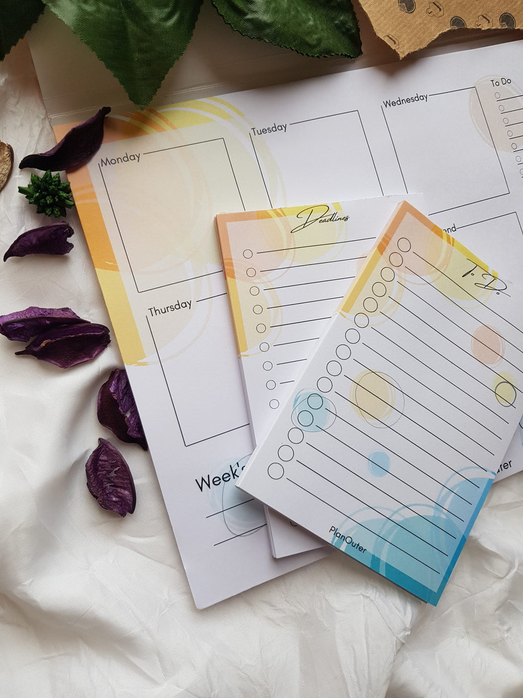 Blue Terrazo Vertical Weekly Desk Planner