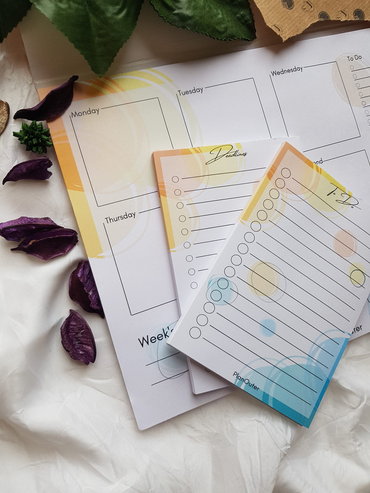 Blue Terrazo Vertical Weekly Desk Planner
