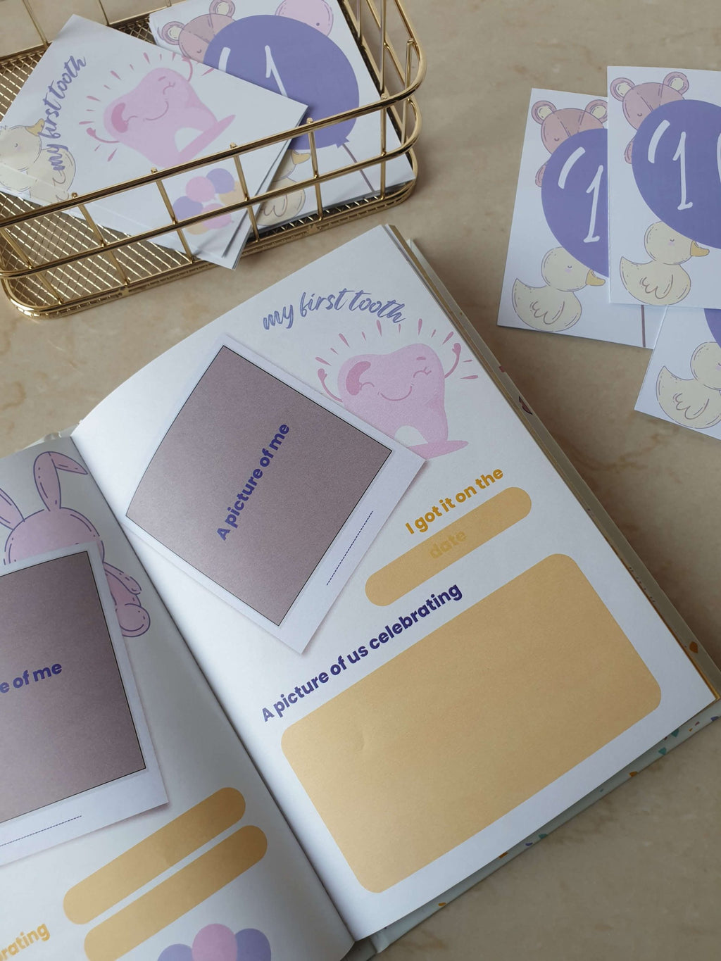 Baby's First Year Clouds Blue - Milestones Book