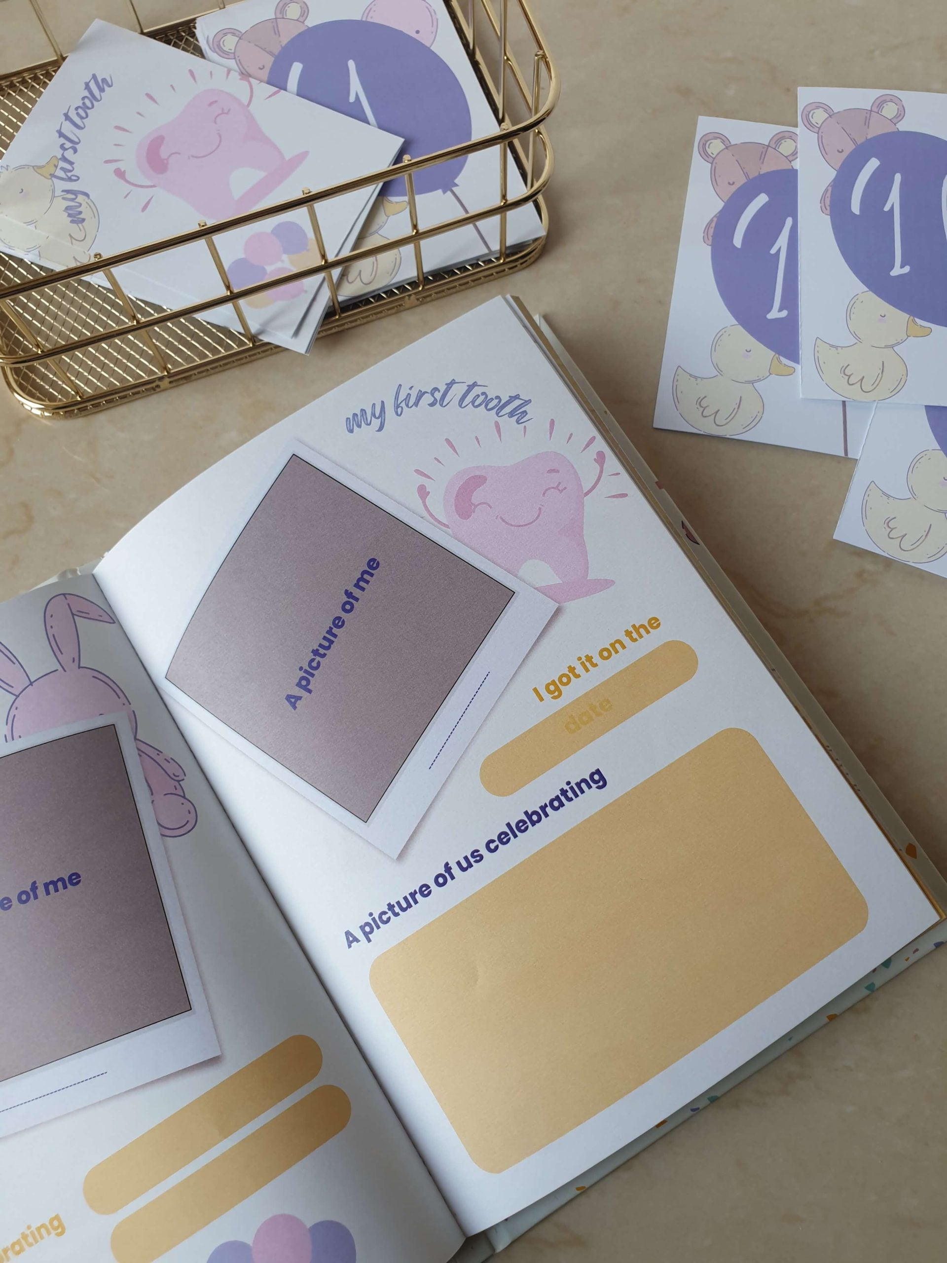 Baby's First Year Clouds Blue - Milestones Book