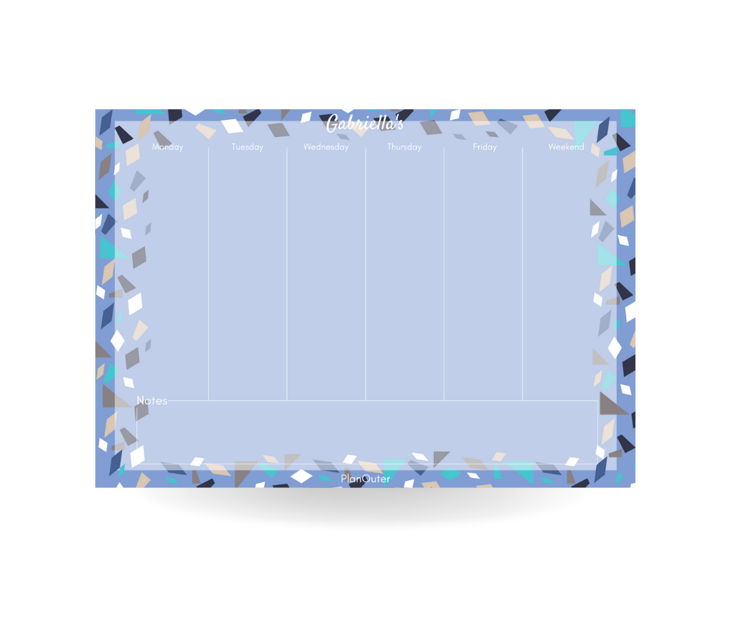 Blue Terrazo Vertical Weekly Desk Planner
