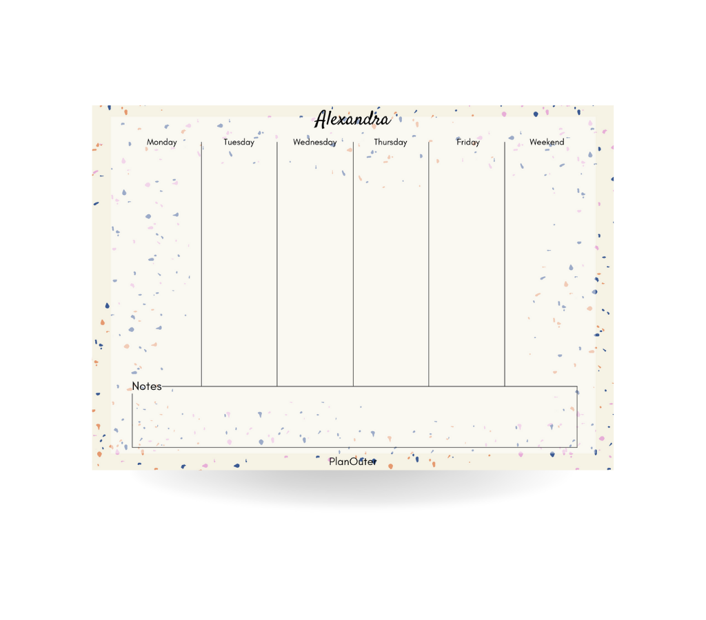 Beige Terrazo Vertical Weekly Desk Planner