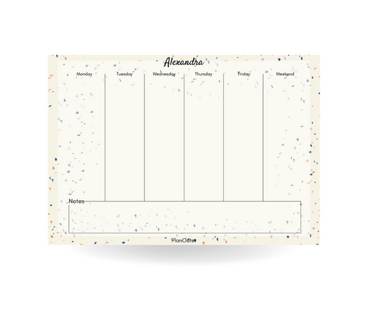 Beige Terrazo Vertical Weekly Desk Planner